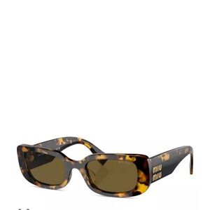 Miu Miu Tortoiseshell Rectangular Sunglasses with Brown Lenses